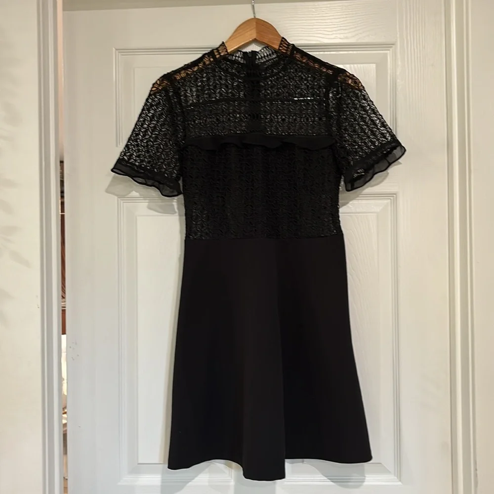 Zara Black Lace Yoke Mini Dress - Picture 3 of 6